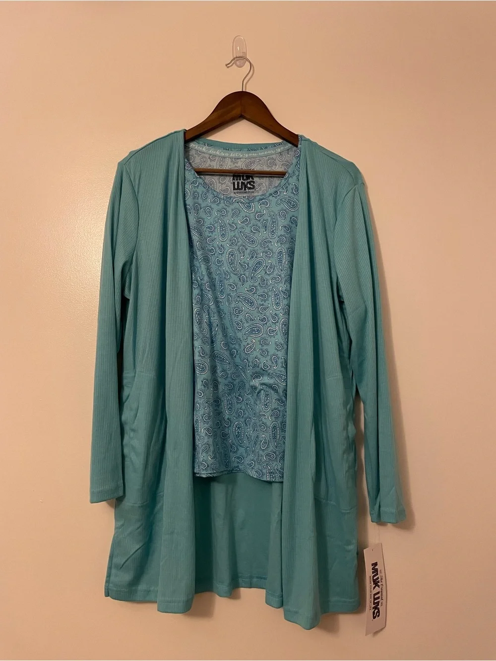 Muk Luks Dream Cloud 3 Piece Blue Paisley Lounge Pajama Set NWT